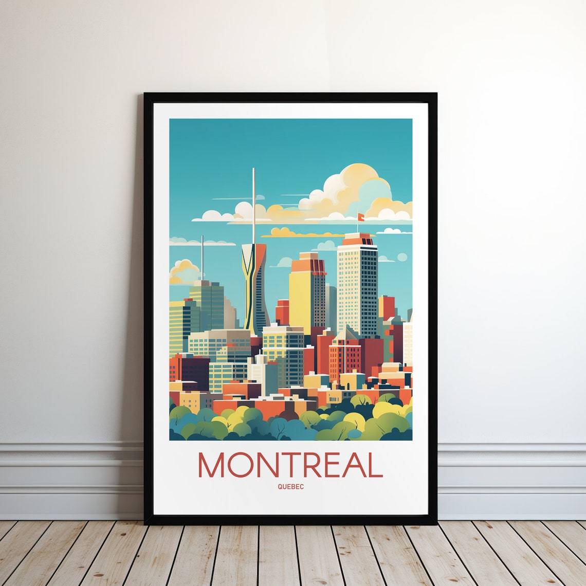 Montreal Quebec Colorful Downtown Skyline Retro Travel Poster - Image 2