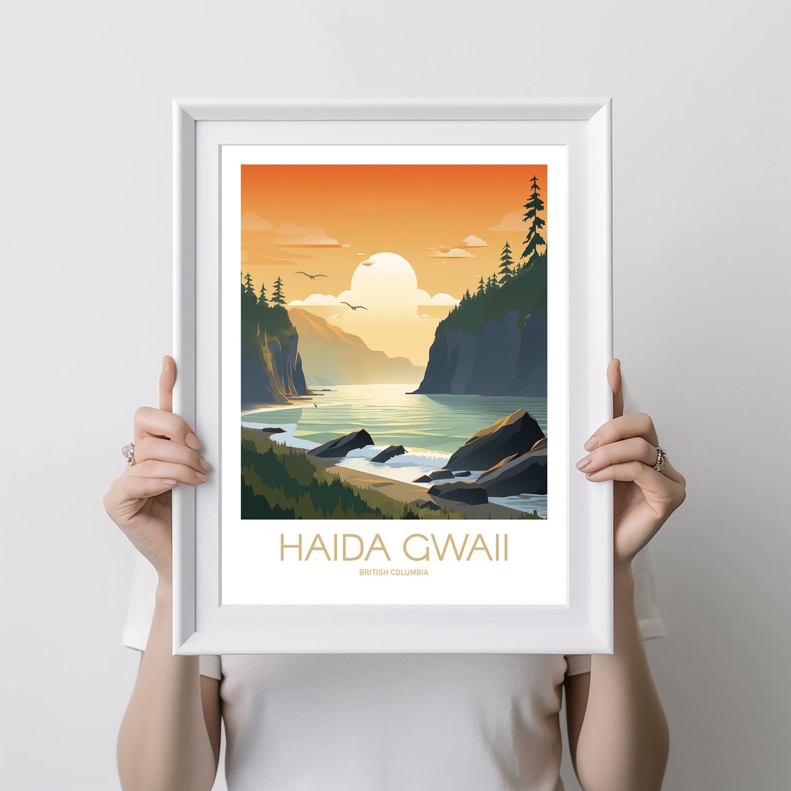 Haida Gwaii British Columbia Sunset Coast Cliffs Travel Poster - Image 2