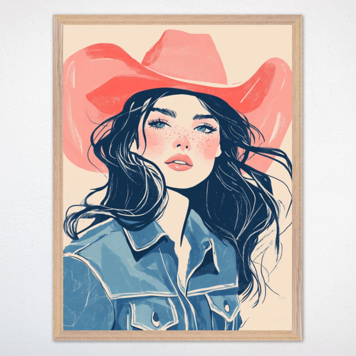 Cowgirl Western Wall Art Poster Modern Cowgirl Portrait Western Style Decor For Girls Room