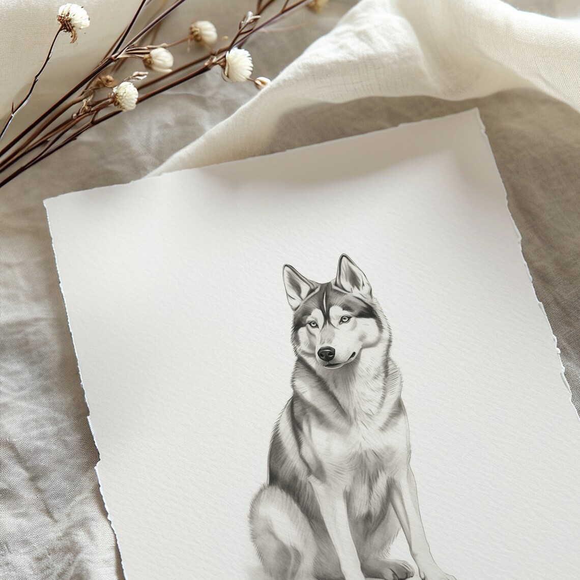 Siberian Husky Dog Sketch Art Print, Pet Decor - Image 3