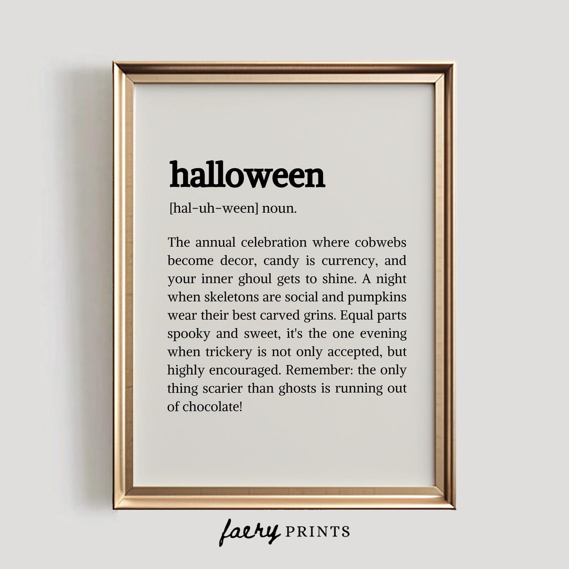Halloween Definition Noun Dictionary Typography Spooky Season Poster