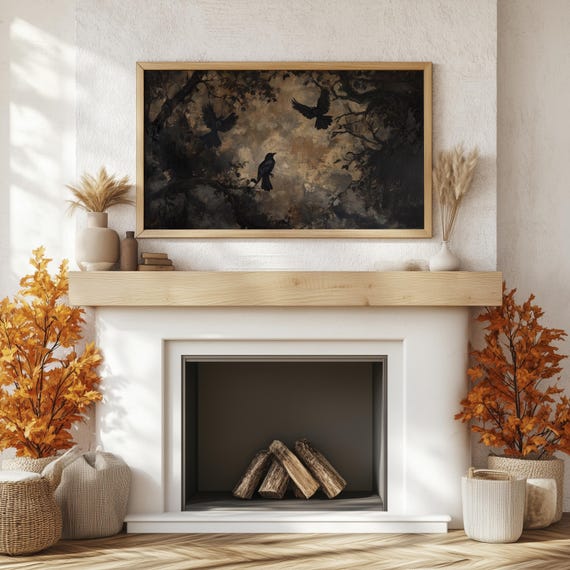 Dark Moody Frame Tv Art Dark Raven Frame Tv Art Spooky Dark Academia Halloween Tv S285