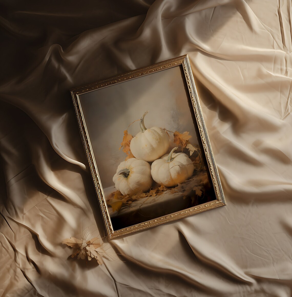 Pumpkin Painting, Vintage Style Autumn Still Life Art Print - Image 3