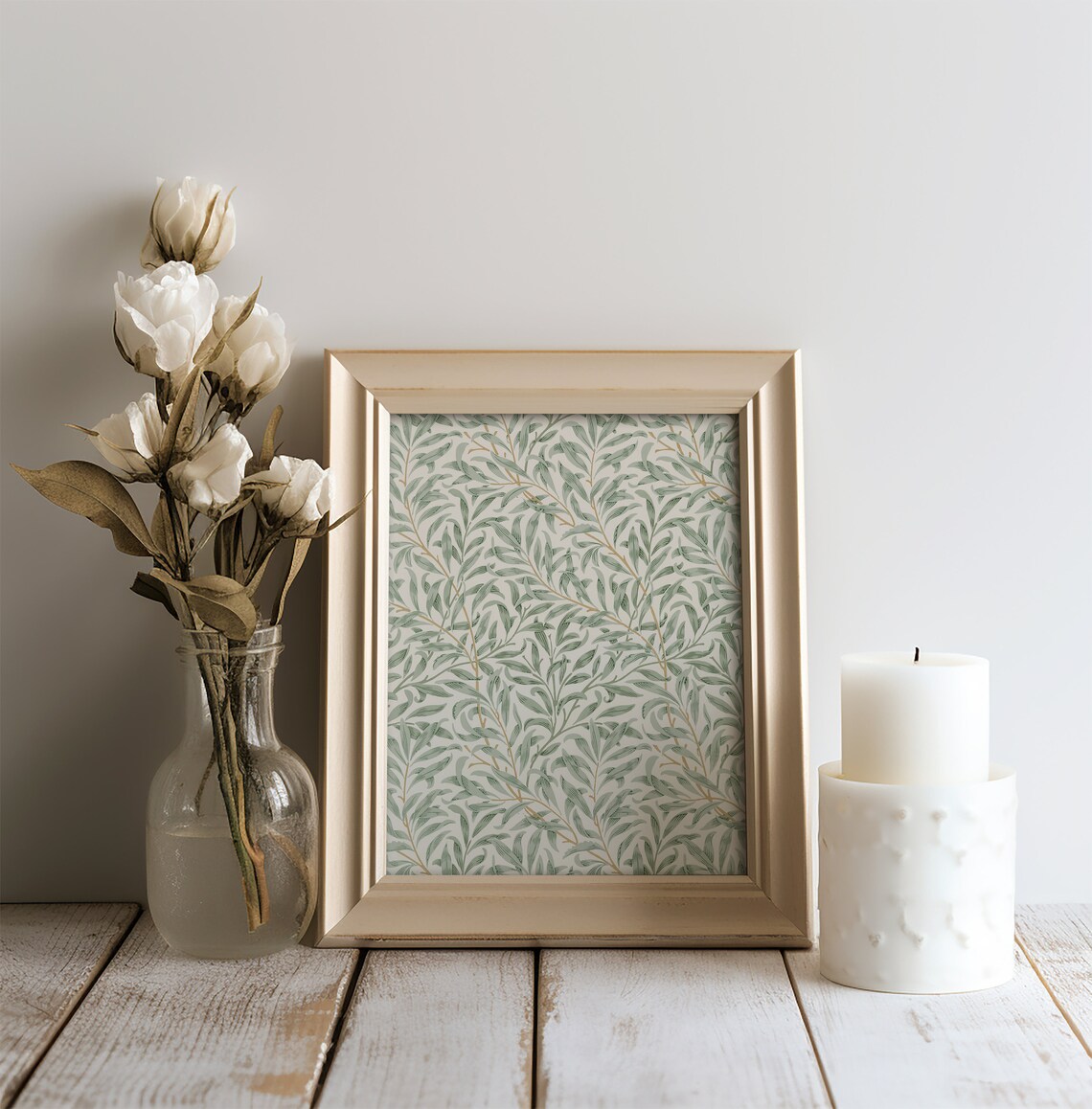 Botanical Tapestry, Vintage Textile Leaf Artwork - Image 3