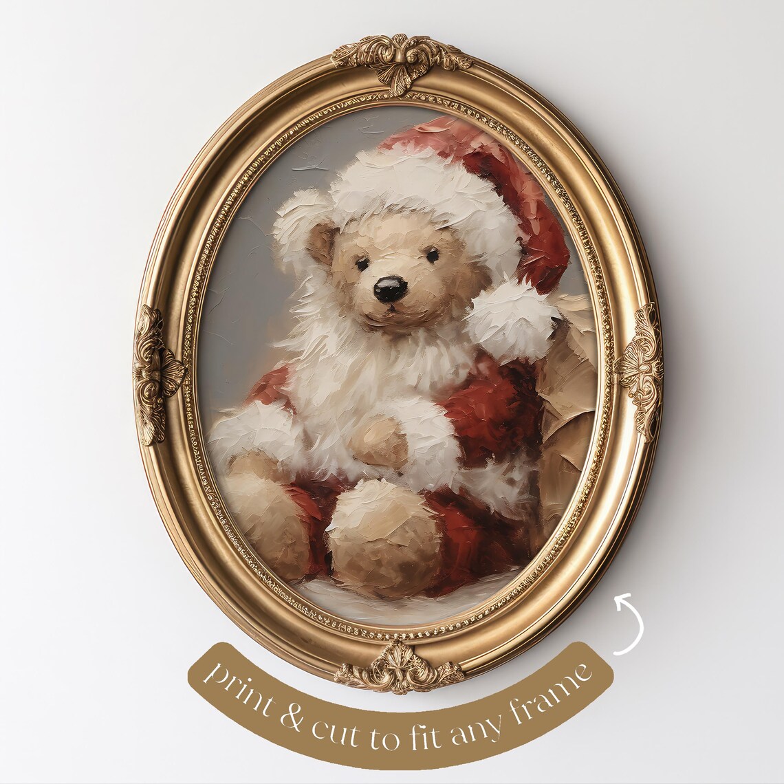 Christmas Teddy Bear Holiday Art Print, Vintage - Image 3