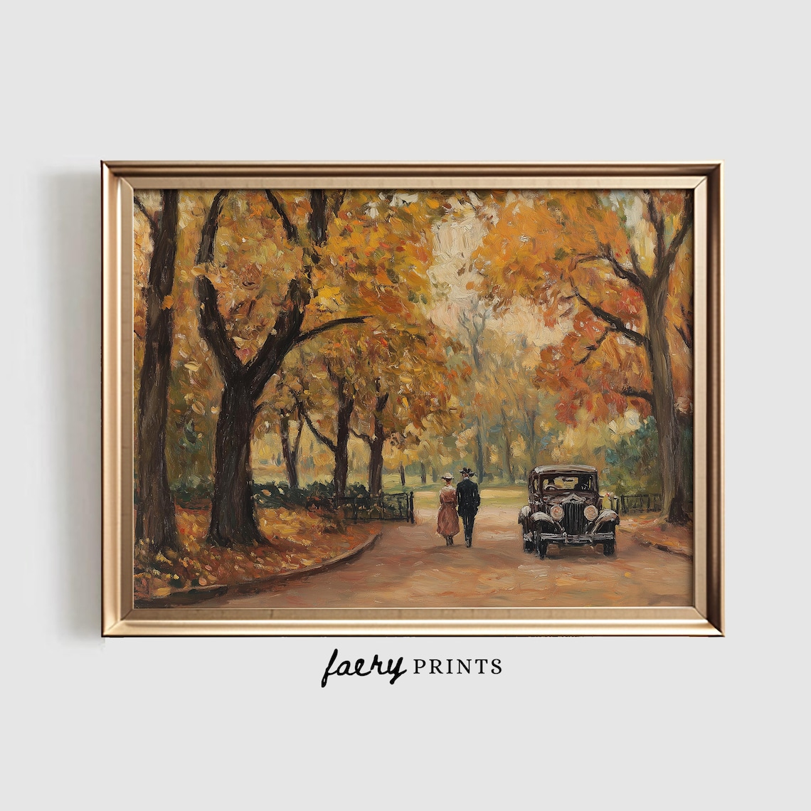 Fall In Central Park Vintage Autumn Landscape Art Print