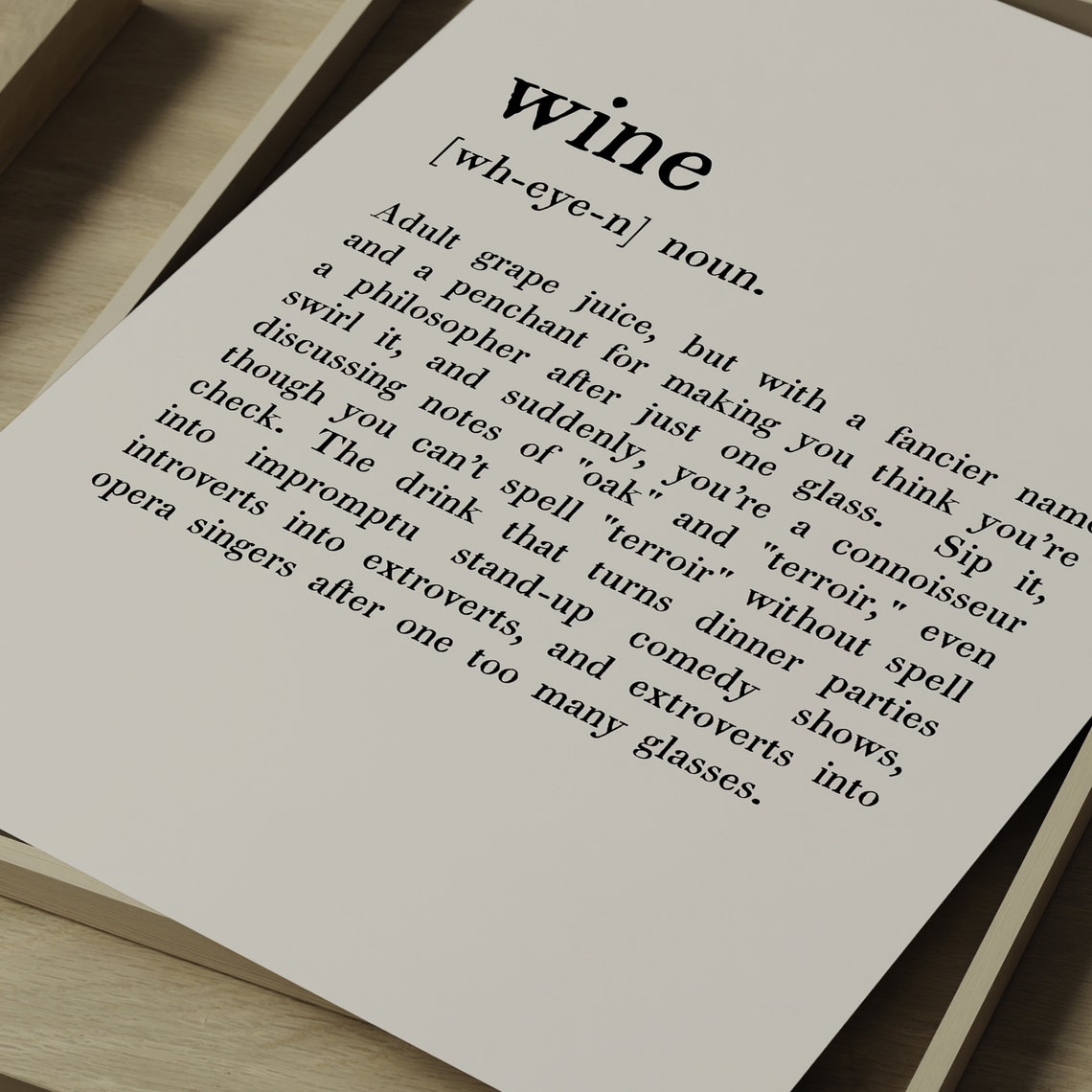 Funny Wine Dictionary Definition Typography Humor Gift Poster - Image 4