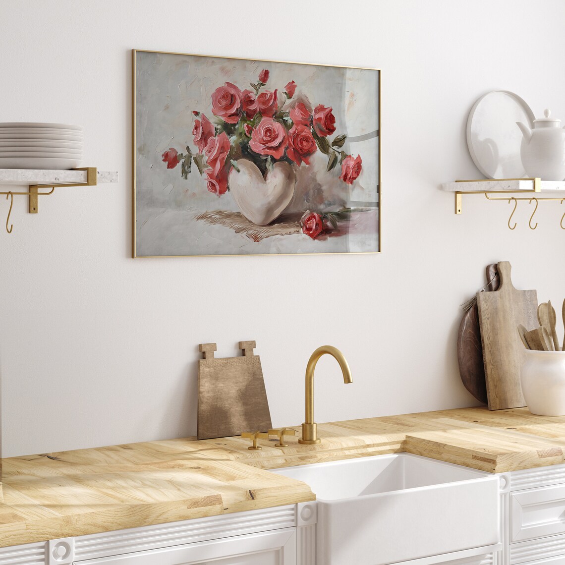 Red Roses Vintage Romantic Wall Art Print - Image 2
