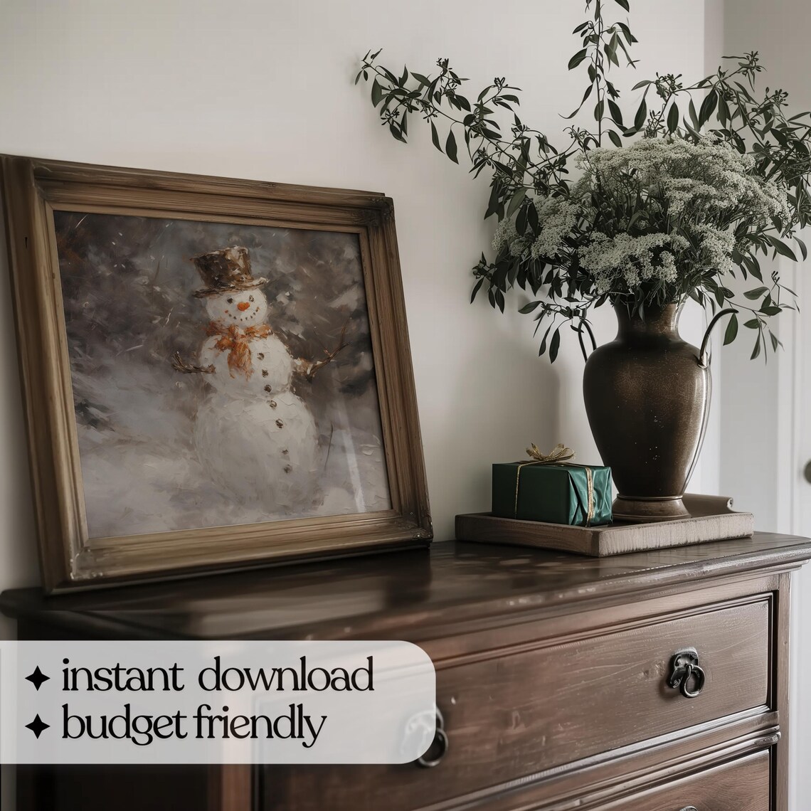 Snowman Vintage Winter Art Print, Festive Wall Art - Image 5