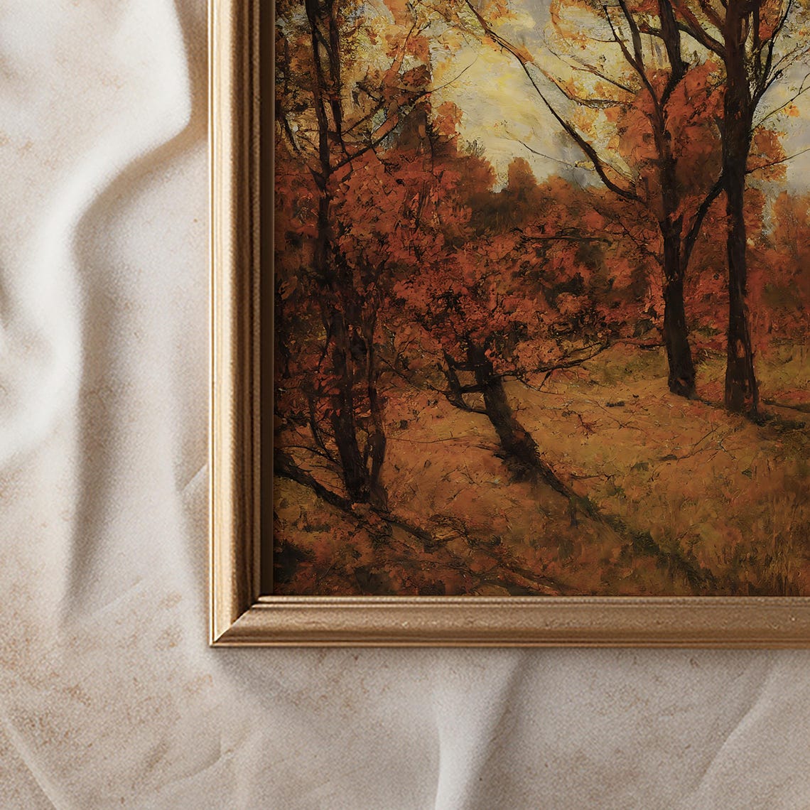 Autumn Trees Orange Foliage Vintage Landscape Oil Painting Poster - Image 3