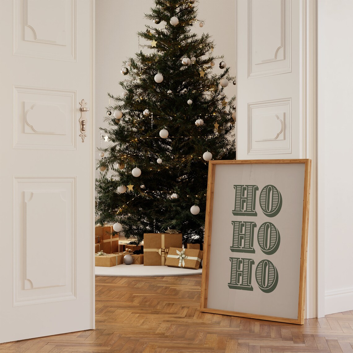 Ho Ho Ho Retro Christmas Typography Art Print - Image 2