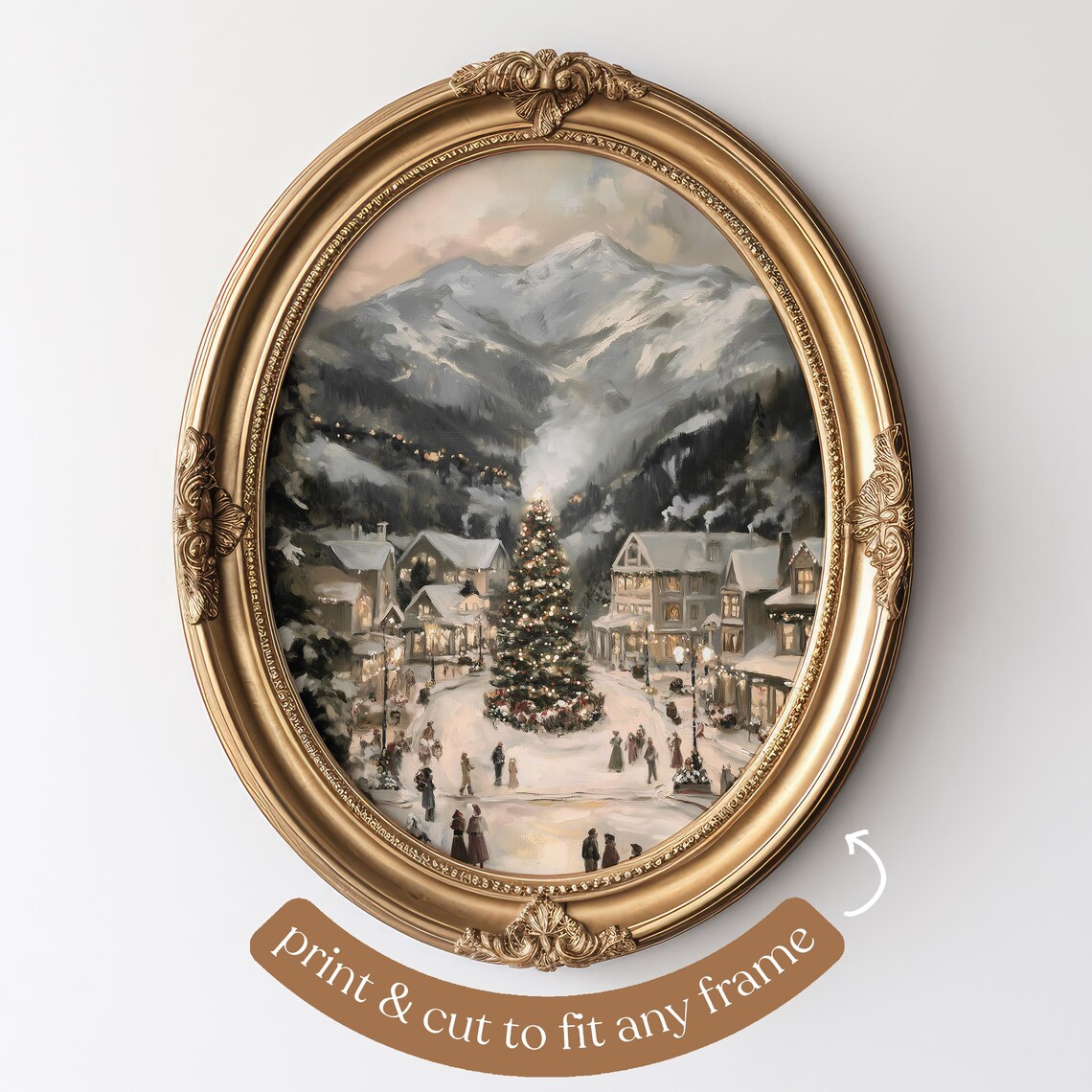 Christmas Village Art Print, Festive Winter Holiday Decor - Image 4