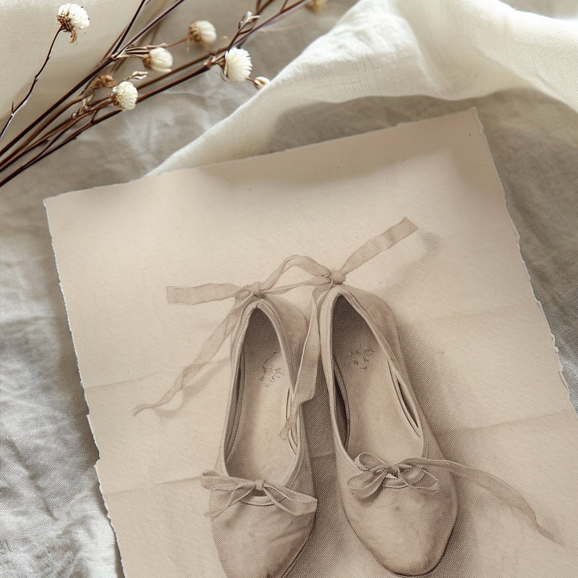 Vintage Ballet Slippers Ribbon Sketch Ballerina Dance Poster - Image 4