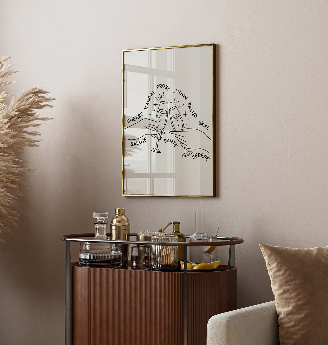 Cheers in Different Languages Bar Cart Art Print - Image 5