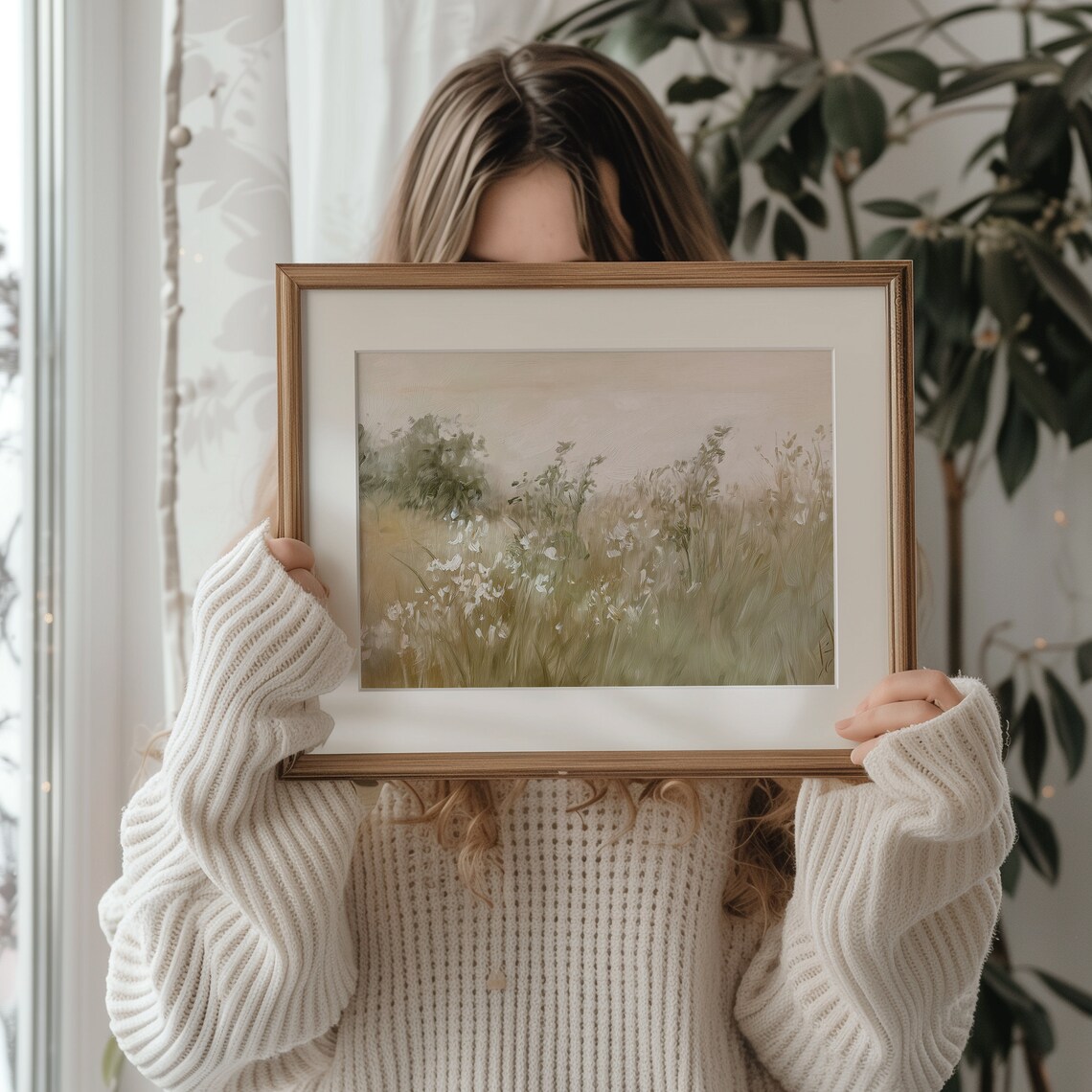 Wildflower Meadow Vintage Landscape Art Print - Image 4
