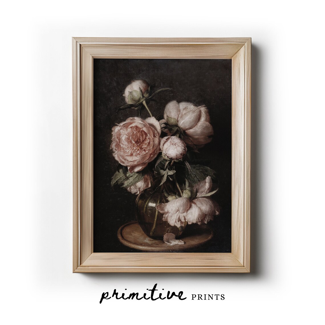 Peonies Print Wall Art, Vintage Florals in Vase