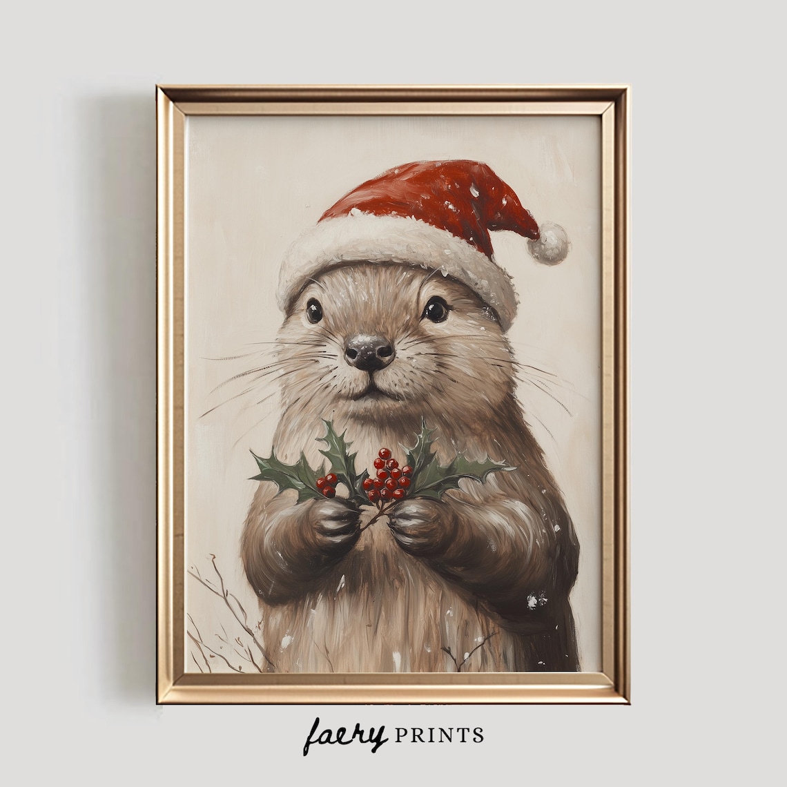 Christmas Otter Holiday Animal Art Print - Image 5