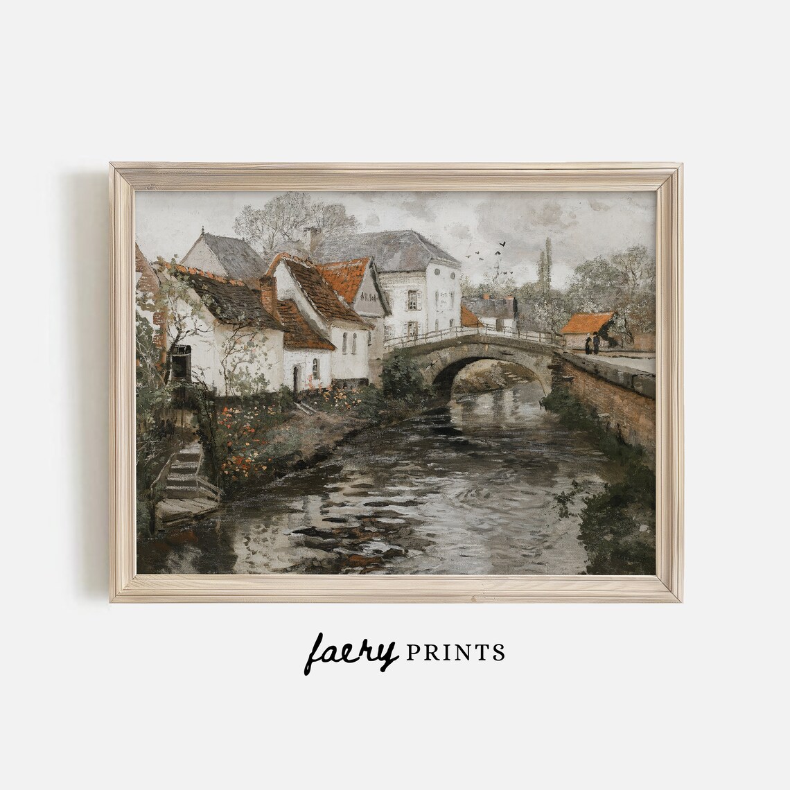 European Village Vintage Art Print, Rustic Decor - Image 3