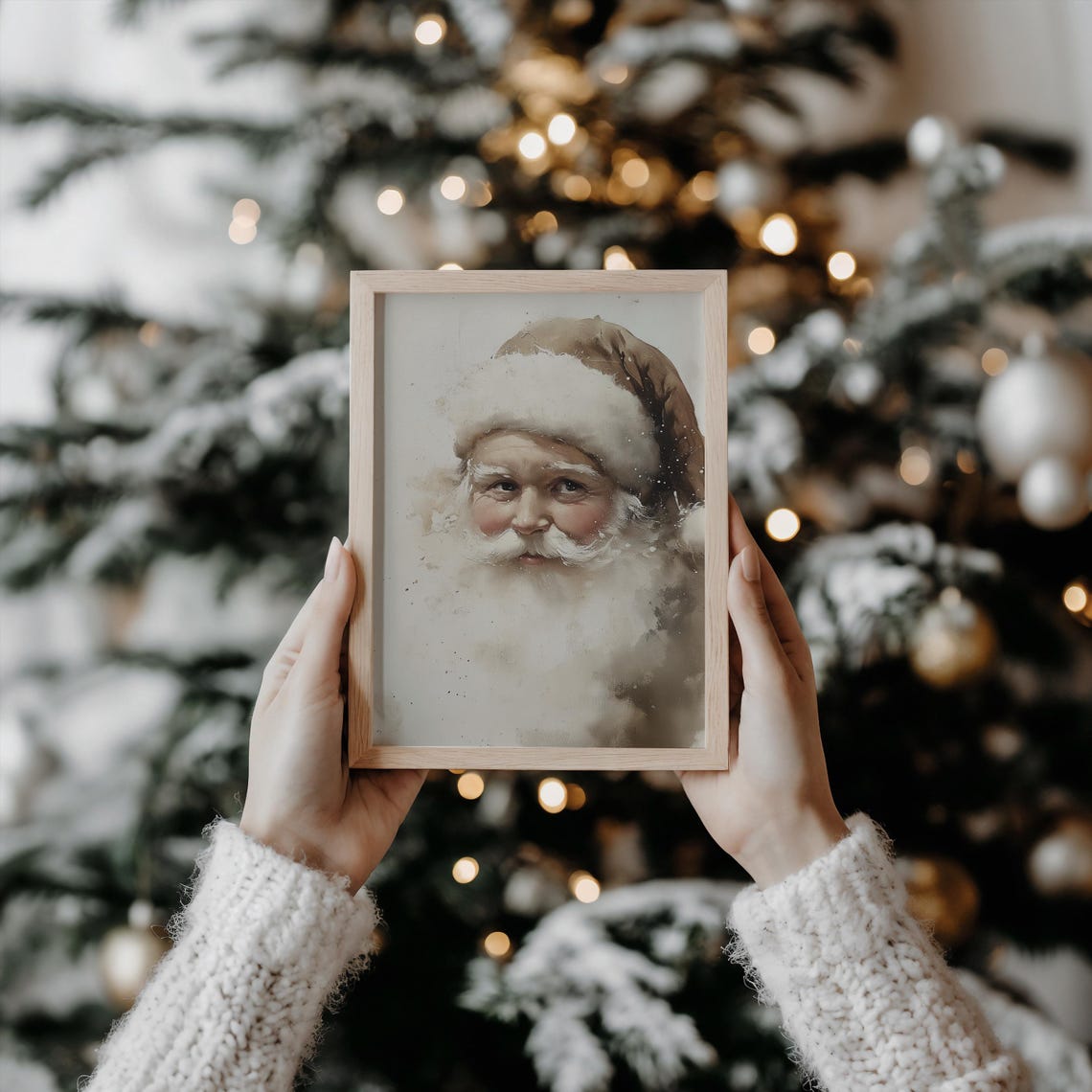 Classic Santa Claus Portrait in Soft Watercolor Christmas Poster - Image 3