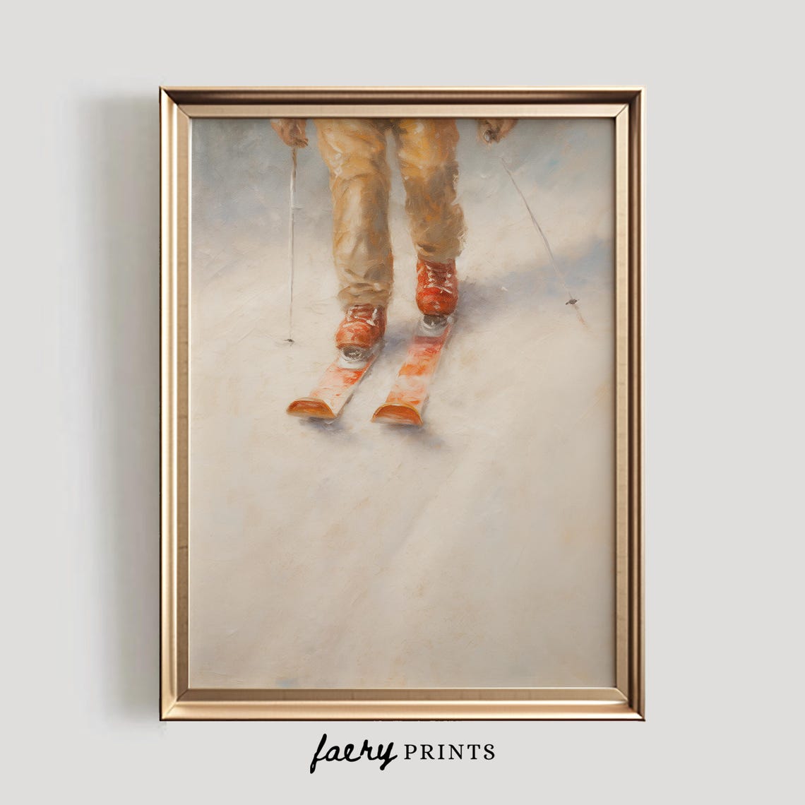 Vintage Skier Gliding Through Fresh Snow Red Boots Winter Poster