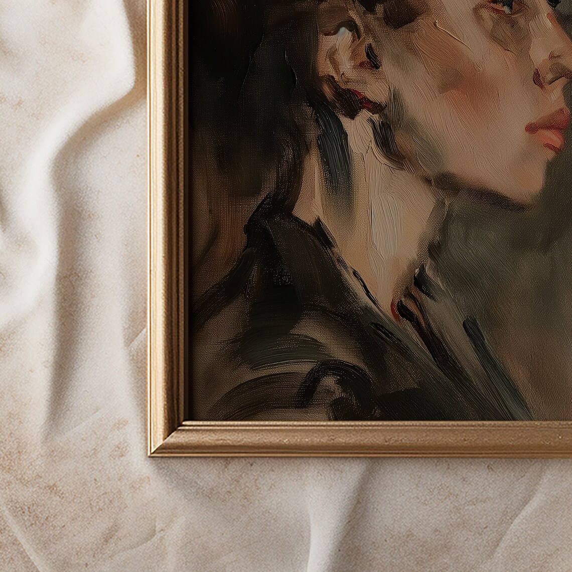 Moody Portrait Woman Painting Vintage Wall Art Dark Academia Aesthetic Print Moody Antique Wall Art 783 - Image 3