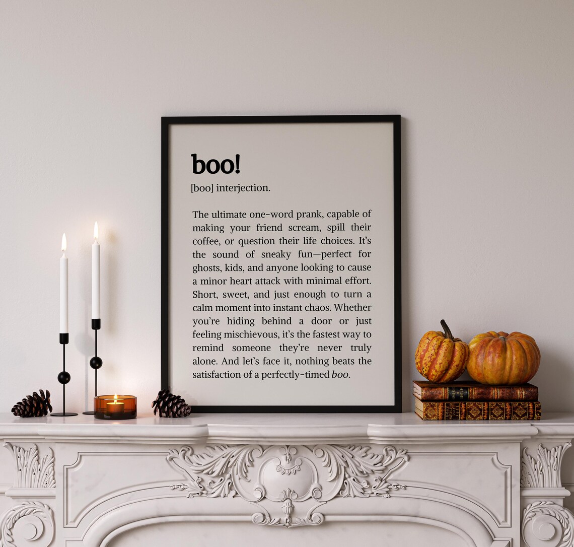 Boo Definition Interjection Funny Dictionary Typography Halloween Poster - Image 4