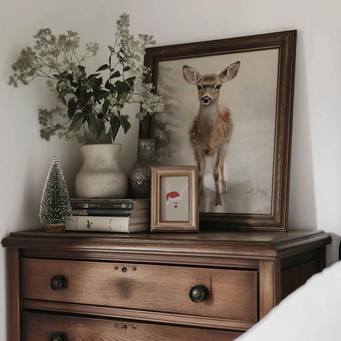 Winter Fawn Farmhouse Vintage Seasonal Art Print - Image 4