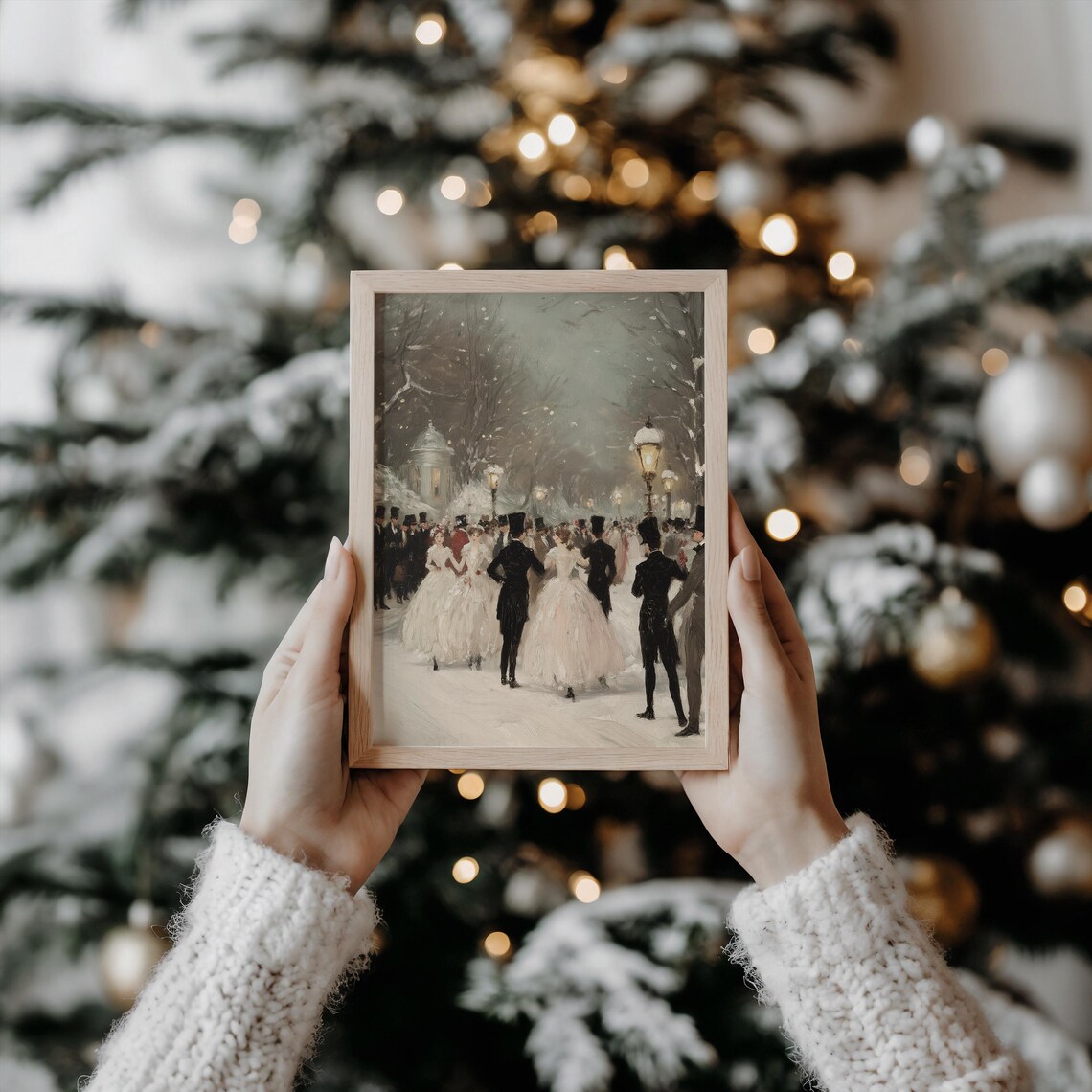 Victorian Winter Ball Vintage Holiday Art Print - Image 3