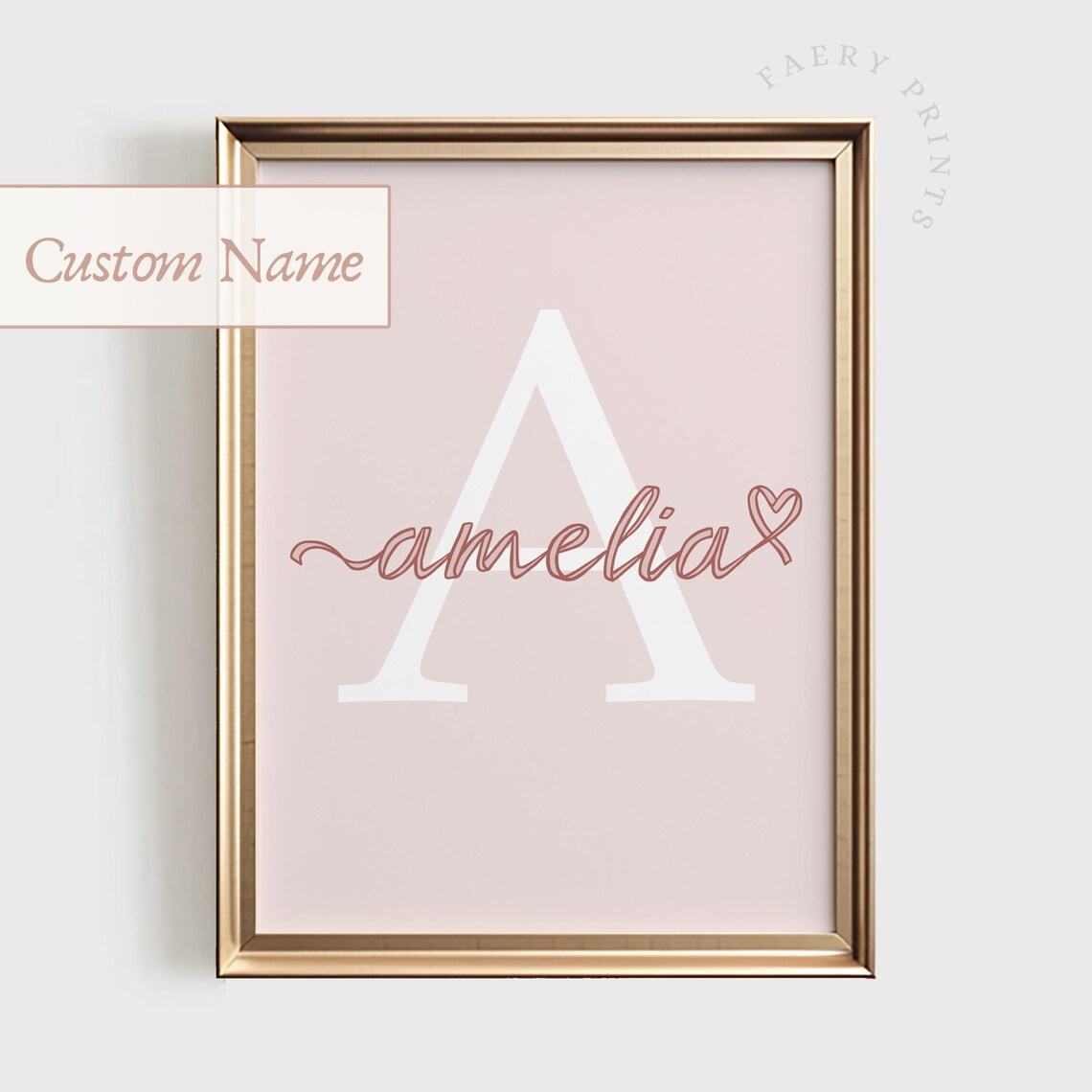 Custom Girls Name Print Personalized Nursery Wall Art Pink Girly Decor Girl 1406