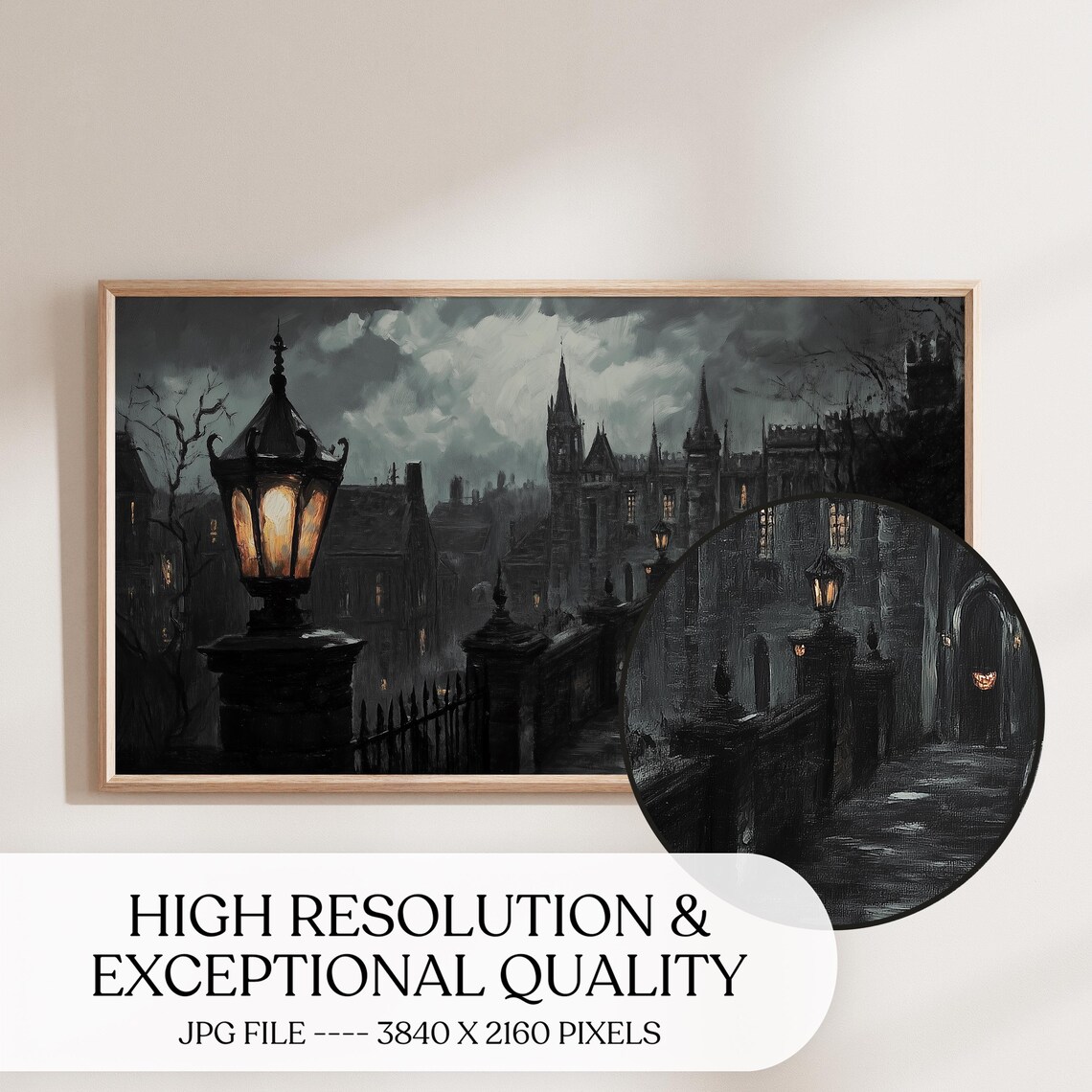 Gothic Street Lamp and Dark Cathedral at Night Moody Halloween Poster - Image 5