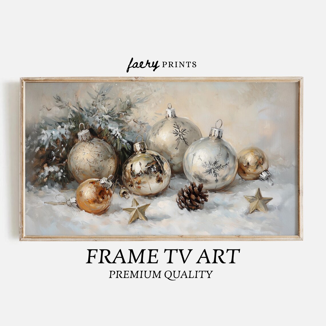 Vintage Ornament Frame TV Holiday Art Print
