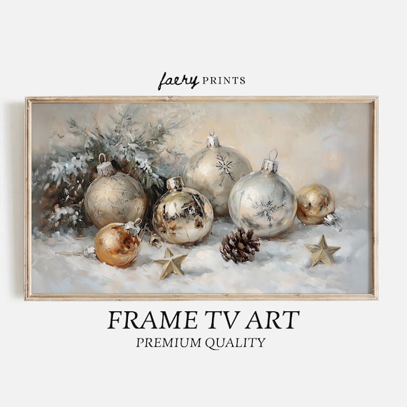 Vintage Ornament Frame TV Holiday Art Print