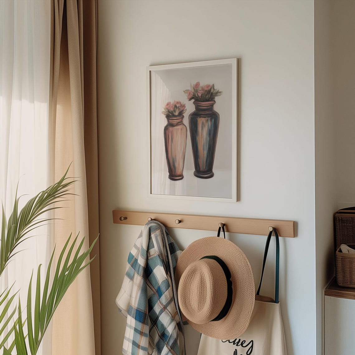 Rustic Vase Floral Boho Wall Decor - Image 2