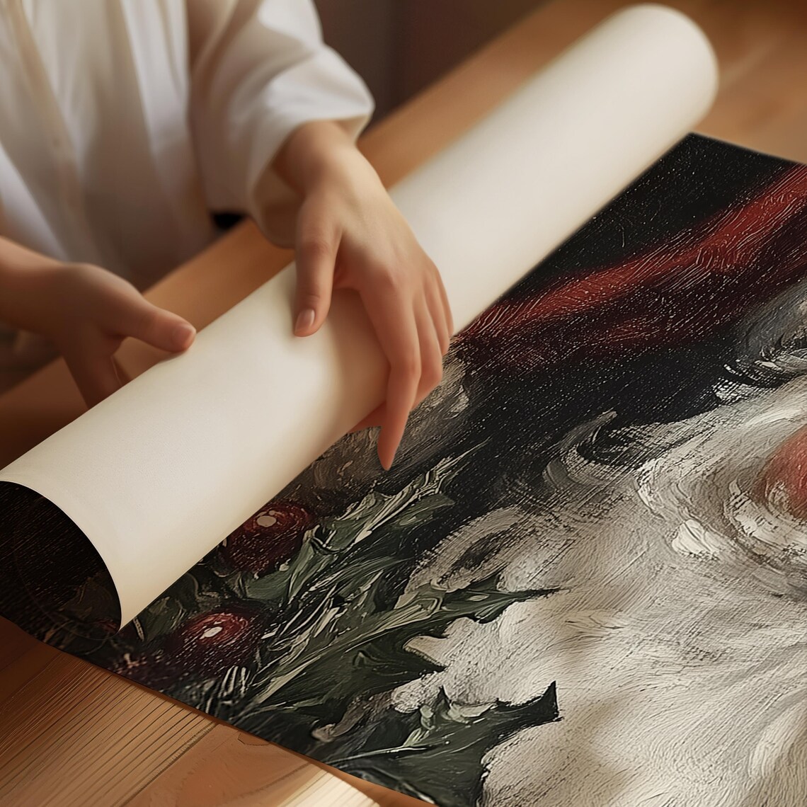 Vintage Santa Claus Portrait With Holly Nostalgic Christmas Art Poster - Image 2
