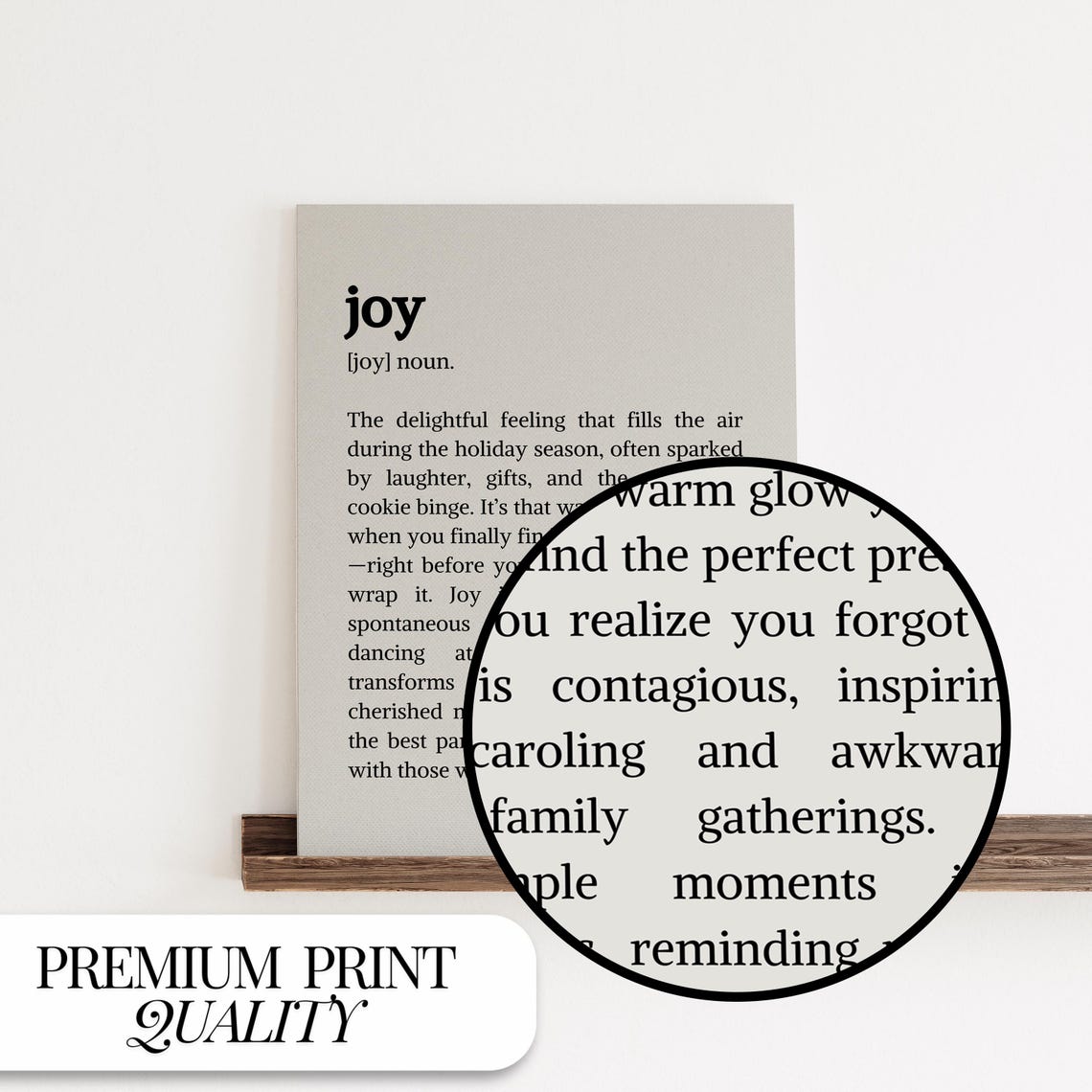 Joy Definition Noun Christmas Dictionary Typography Holiday Poster - Image 5