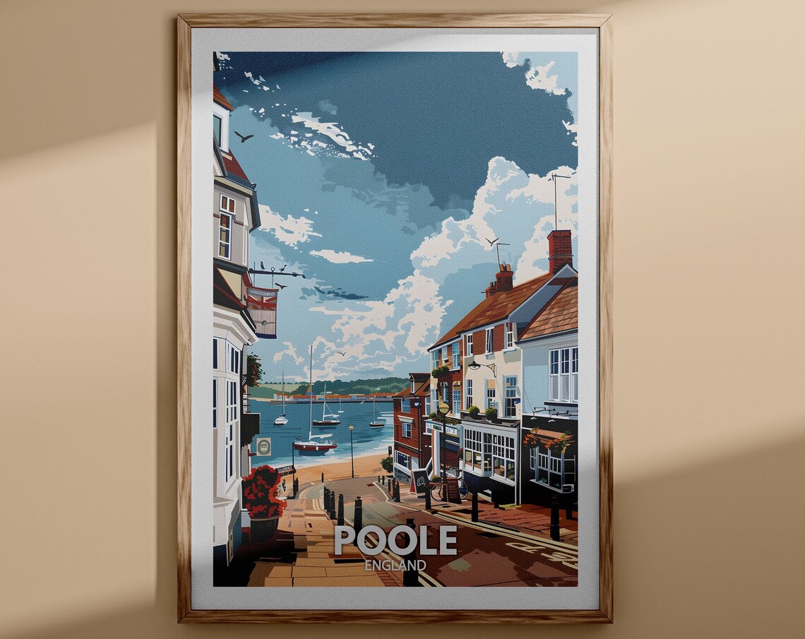 Poole England Quay Sailing Boats Harbour View Vintage Travel Poster