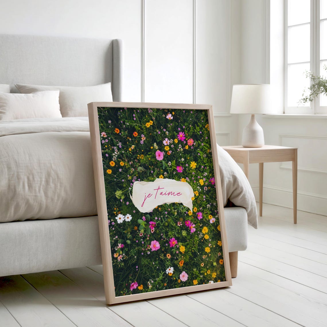 Floral Je Taime Print Flower Market Poster