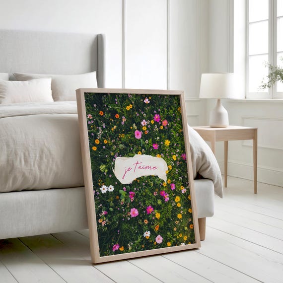 Floral Je Taime Print Flower Market Poster