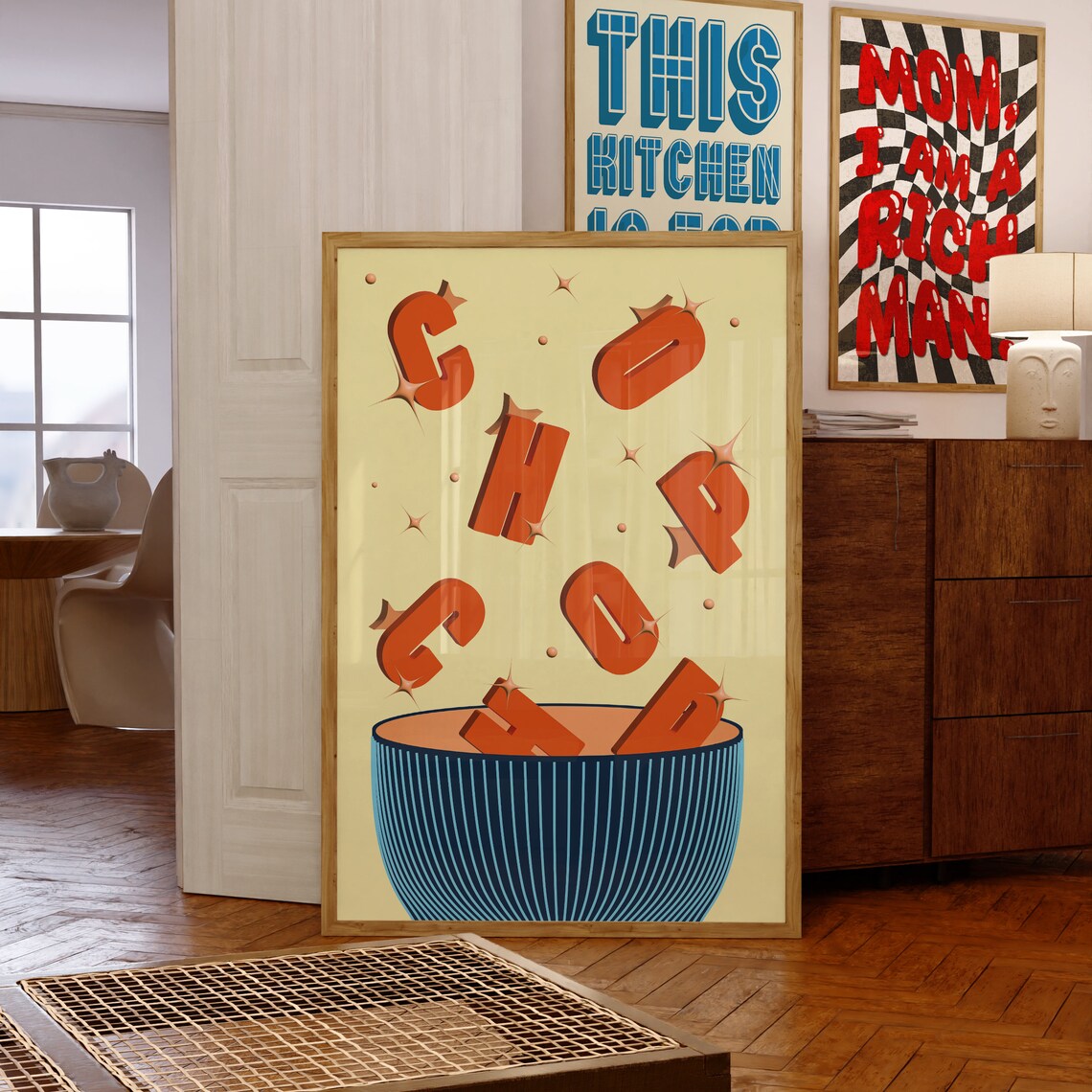 Chop Chop Poster Funny Chef Print Maximalist Home Decor Funny Quotes Poster Quirky Kitchen Decor Retro Poster Cute Kitchen - Image 3