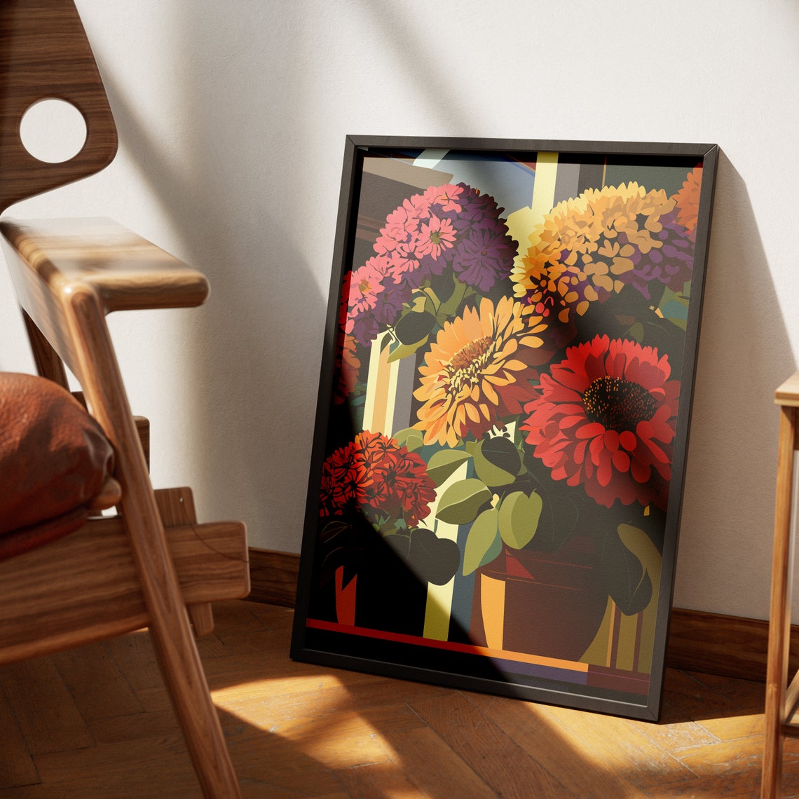 Vibrant Dahlia Garden Multicolor Blooms Floral Illustration Poster - Image 4