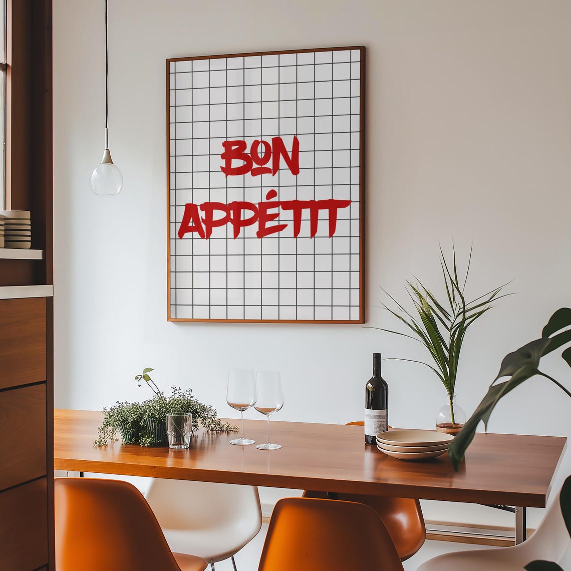 Classic Red Bon Appetit French Quote Modern Typography Wall Art - Image 8