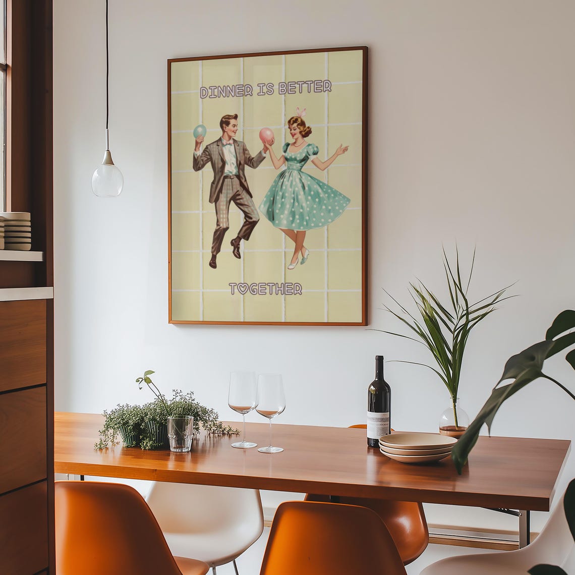 Dinner Is Better Together Wall Art Cute Retro Decor Vintage Kitchen Prints Aesthetic Kitchen Wall Art Cute Couple Poster - Image 8