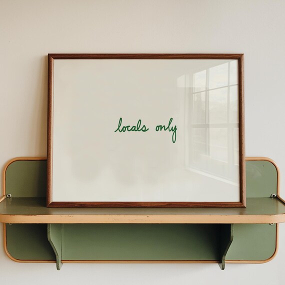 Locals Only Print Green Beach House Decor Digital Download Horizontal