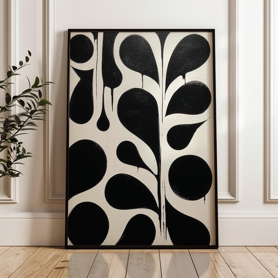 Minimalist Abstract Poster Black And Beige Print Modern Organic Wall Art Scandinavian Home