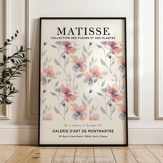 Henri Matisse Blush Pink Watercolor Floral Exhibition Stems Poster