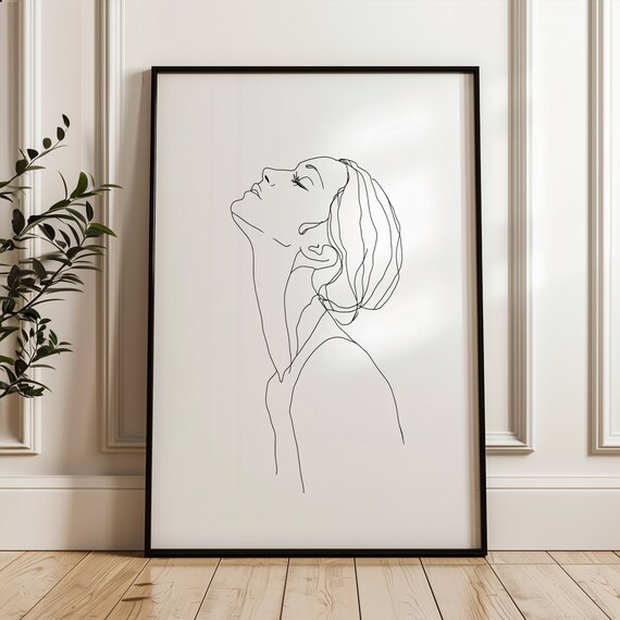 Portrait Of A Woman Single Line Poster Minimalistic Feminist Art Print Black And White Wall Decor Modern Home Office Decoration
