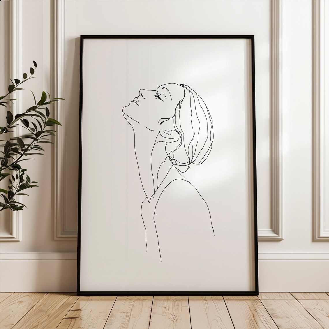 Minimalist Woman Line Art Pensive Portrait Profile Elegant Poster