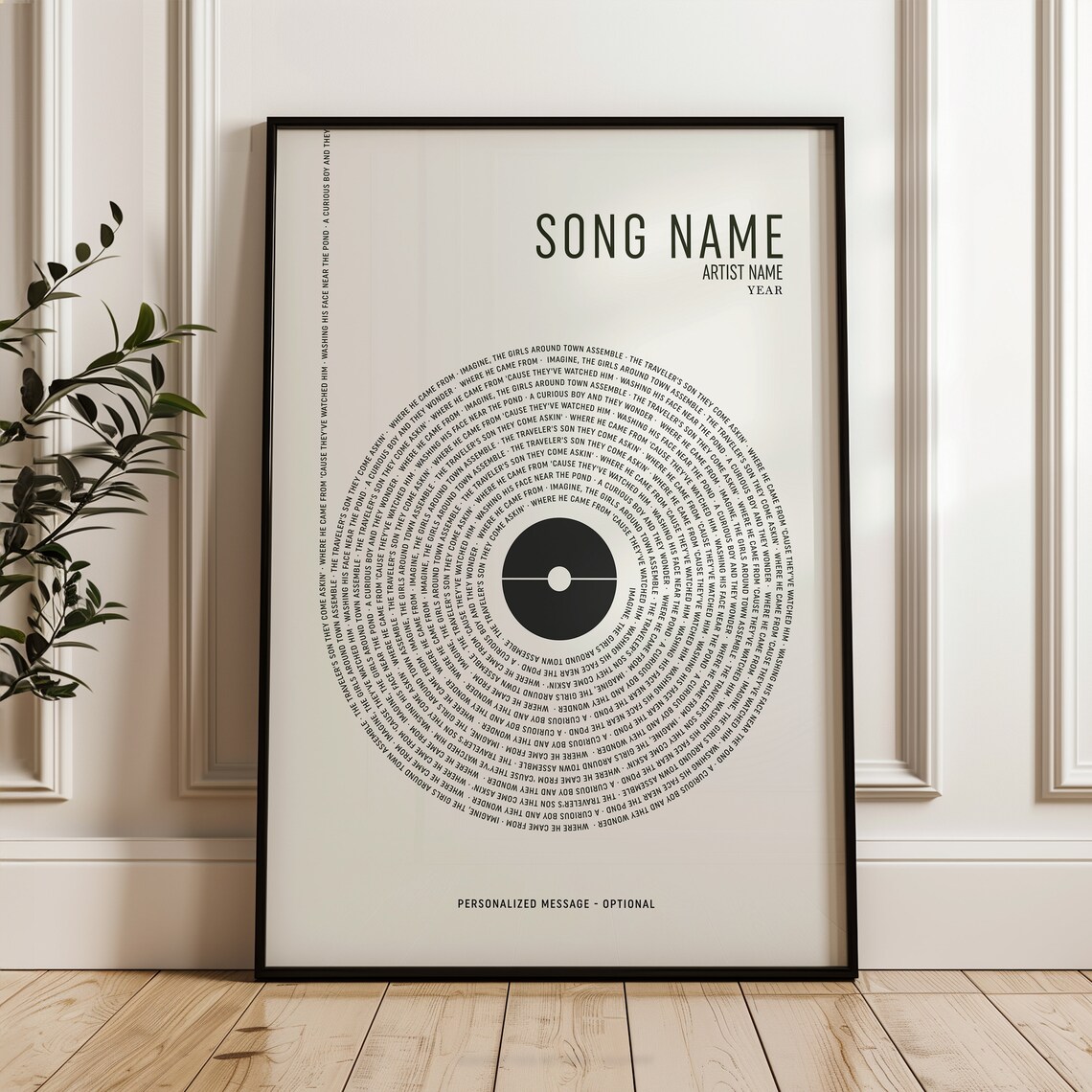 Custom Song Lyrics Vinyl Poster, Personalized Gift