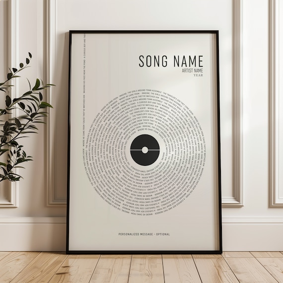 Custom Song Lyrics Vinyl Poster, Personalized Gift