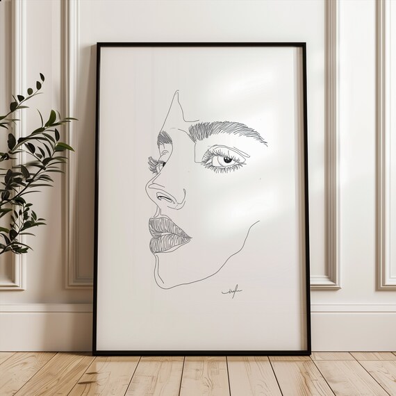 Woman Single Line Poster Minimalistic Feminist Art Print Black And White Wall Decormodern Home Office Decoration Portrait